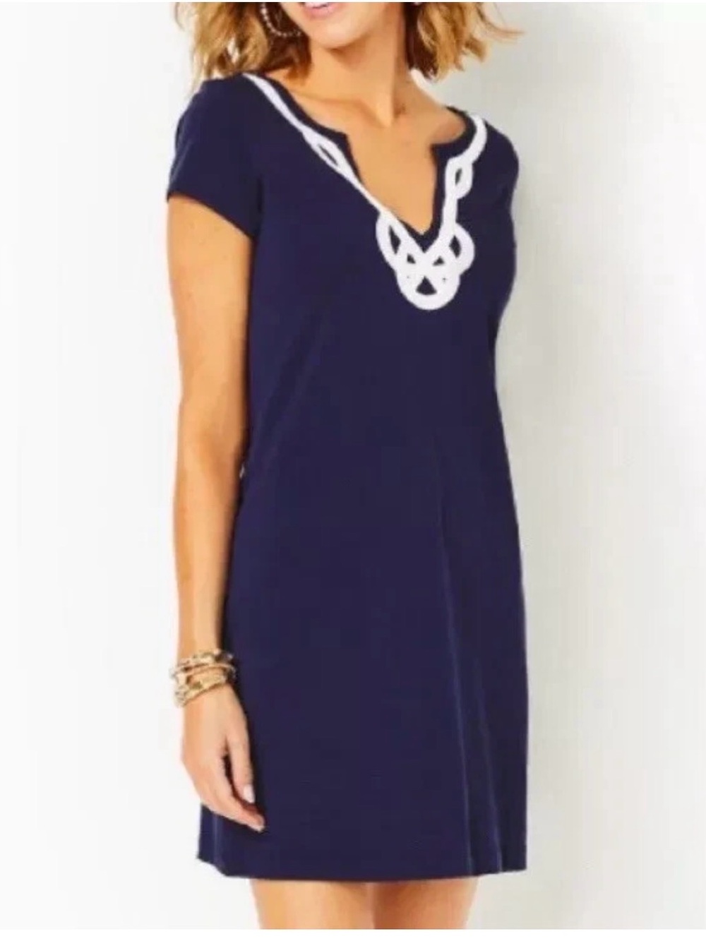 Lilly Pulitzer Brewster women navy blue shift dress size M casual party summer - Picture 9 of 16